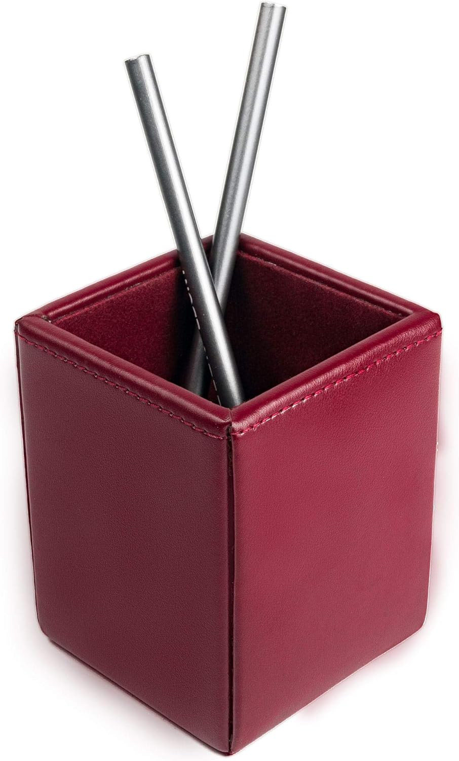 Burgundy Bonded Leather Pencil Cup