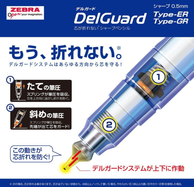Zebra Delguard GR 0.5mm Black P-MA93-BK mechanical pencil from Japan