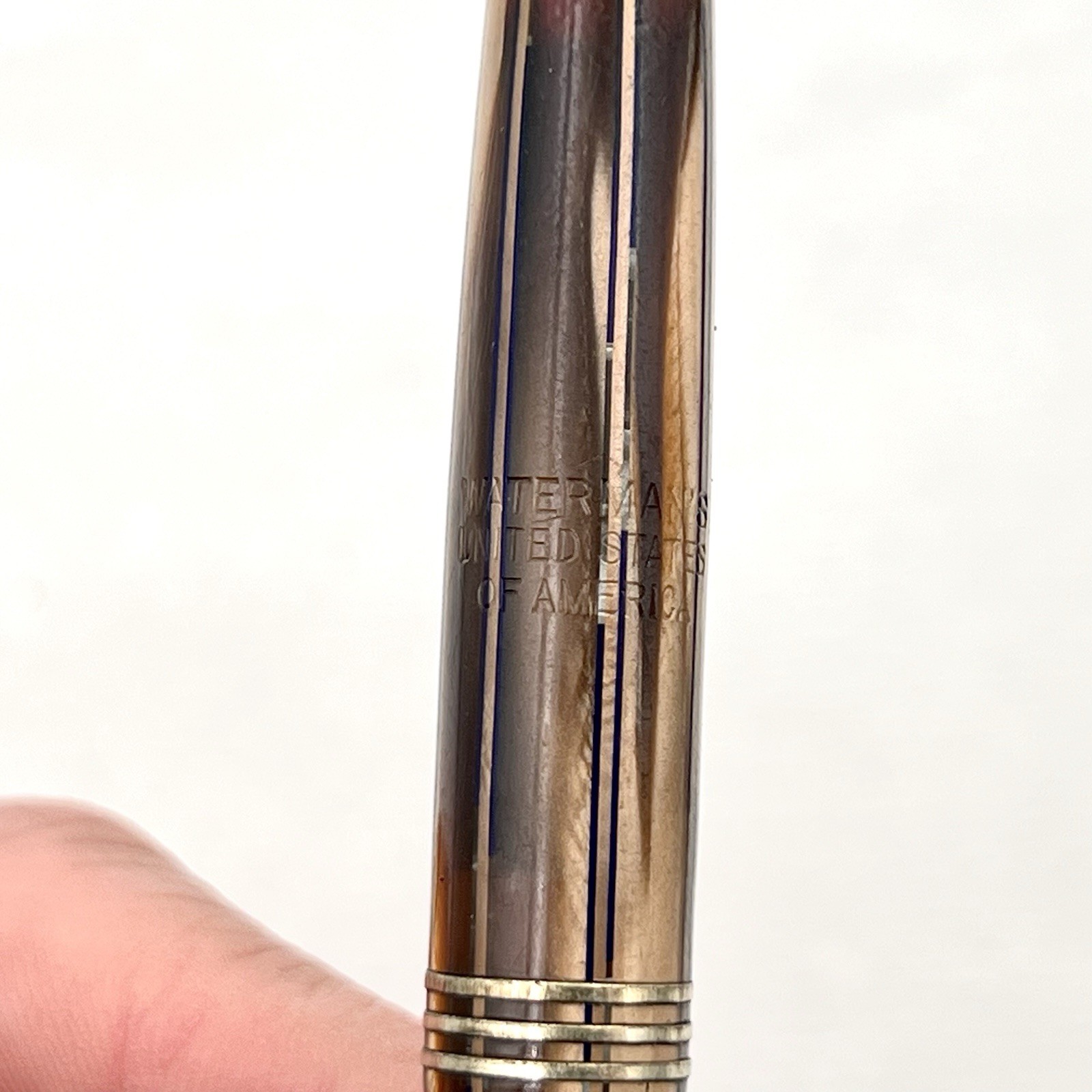 Waterman Blue Streak Brown Pearl Celluloid Click Mechanical Pencil 5″ 1.1mm