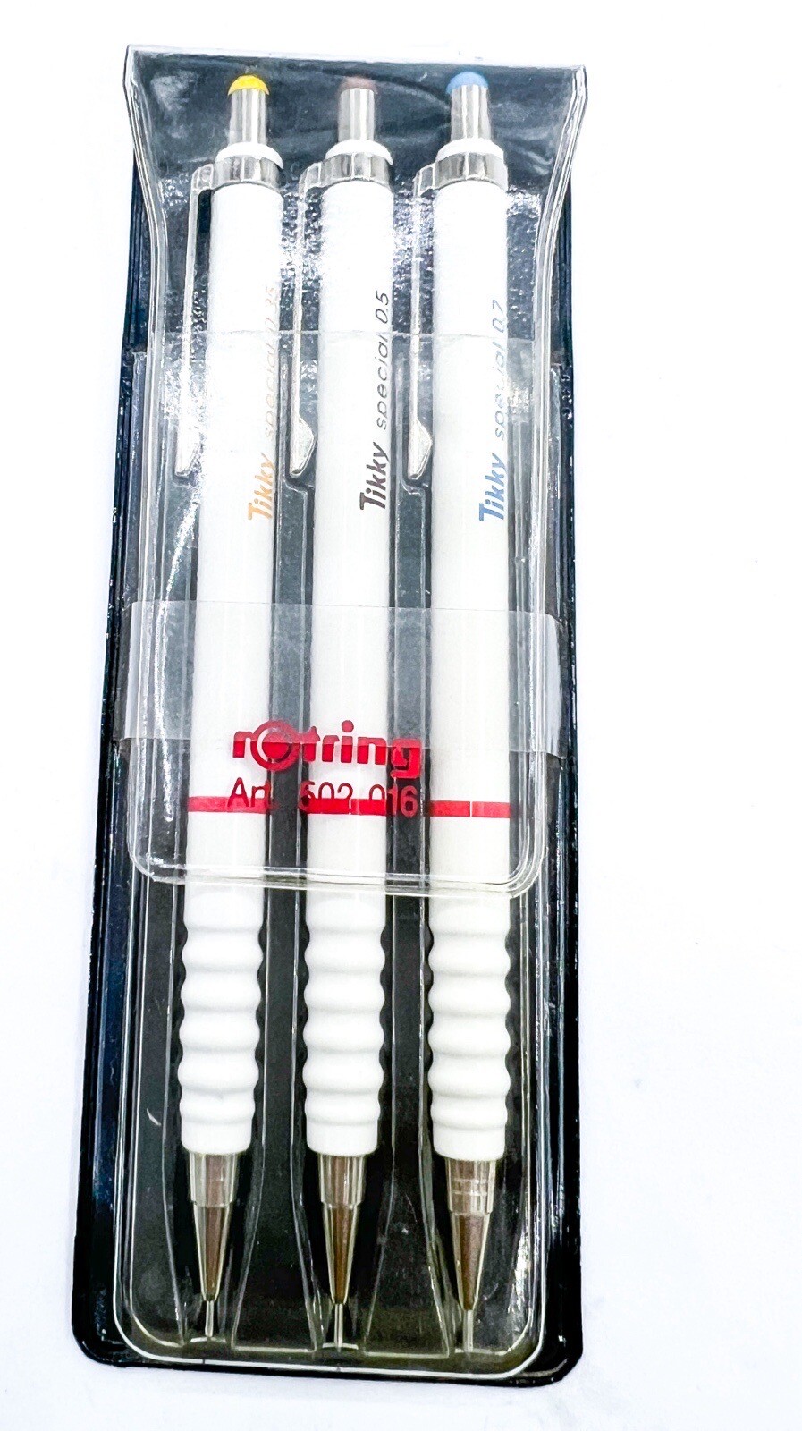 NOS Rotring Tikky Special white 3pcs set Mechanical pencil With Pouch