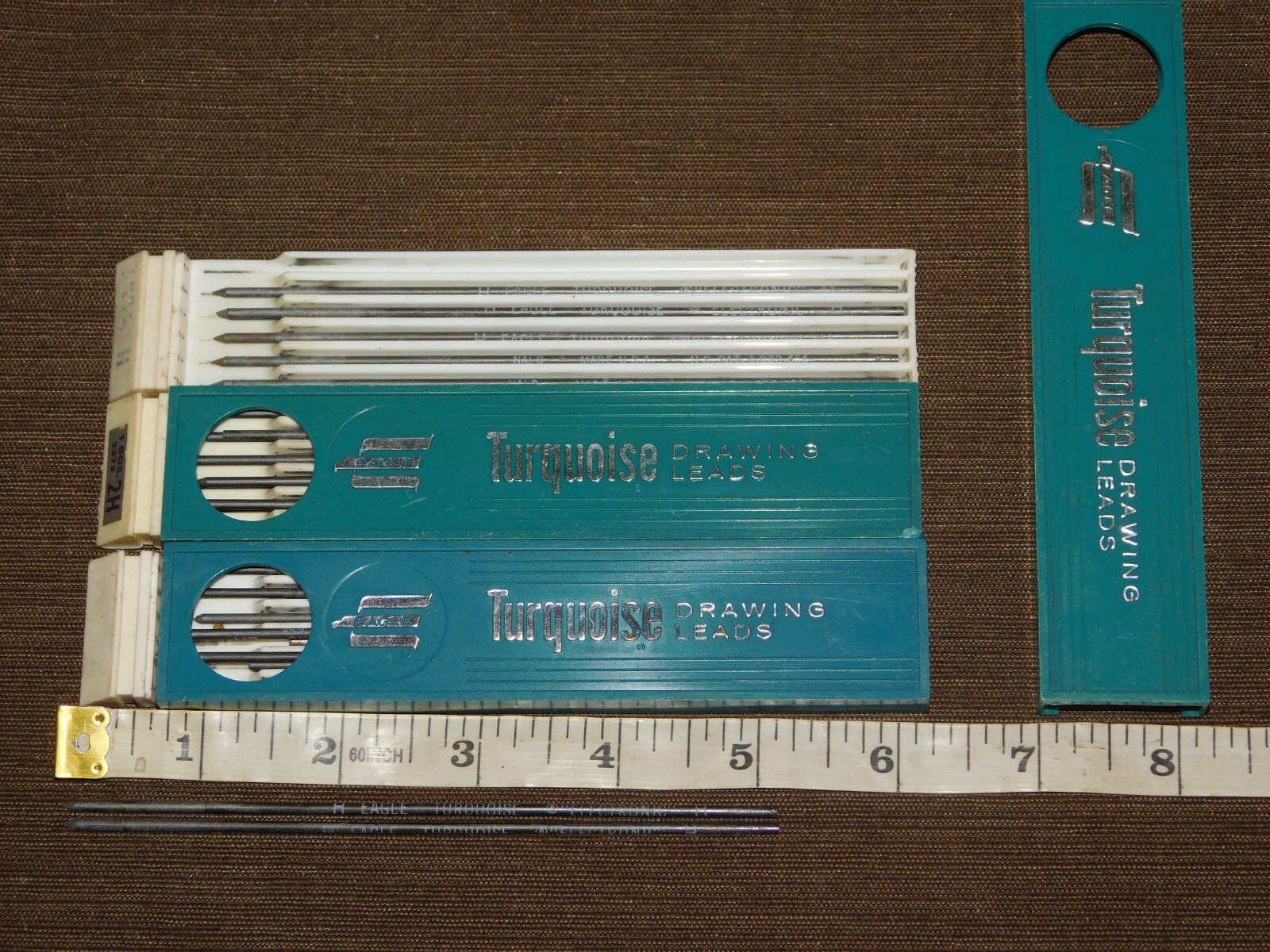 VINTAGE MECHANICAL PENCILS OFFICE 3 EAGLE TURQUOISE DRAWING LEADS
