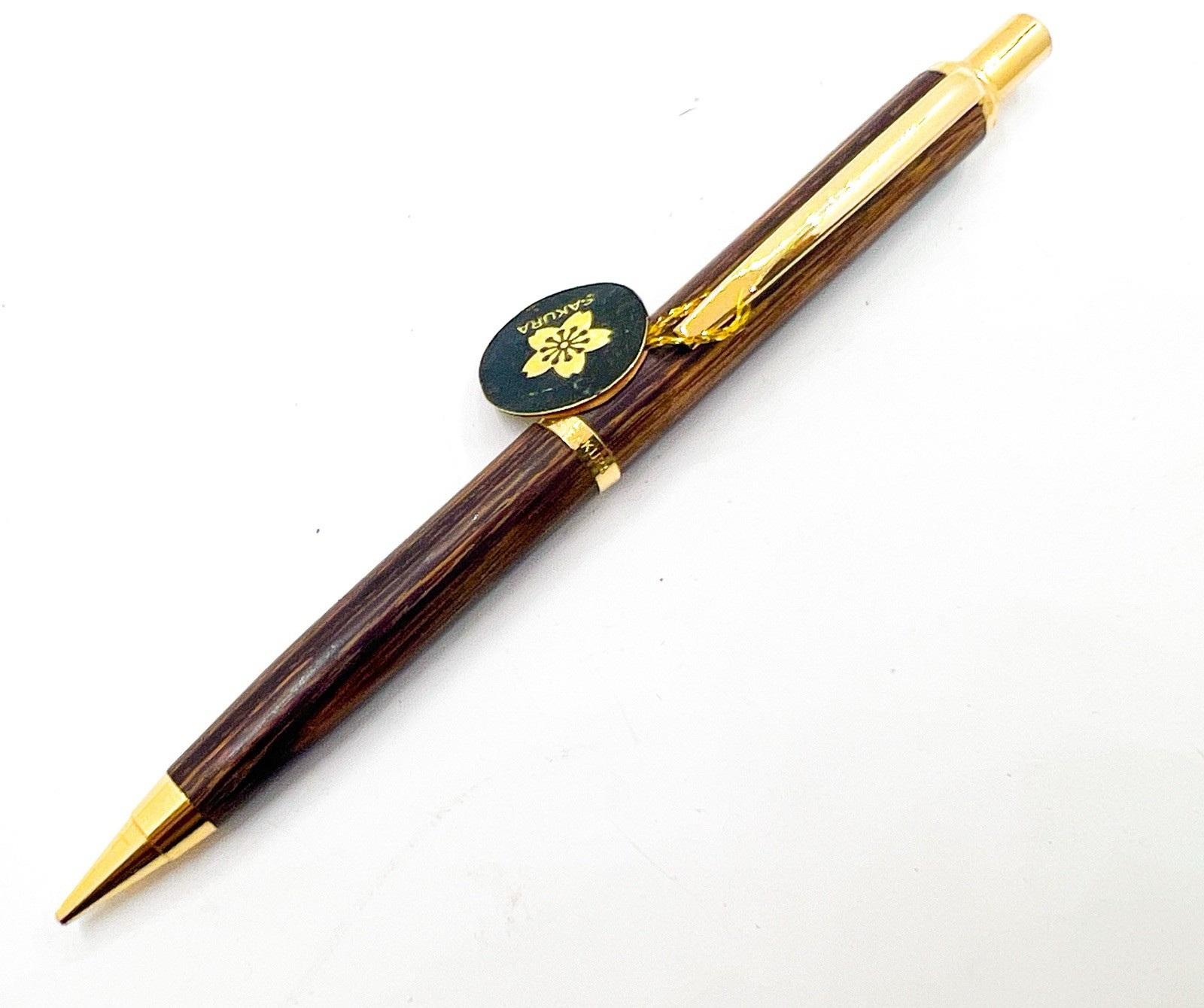 NOS Sakura Natural Wood Mechanical Pencil Sharp 0.5mm sliding sleeve