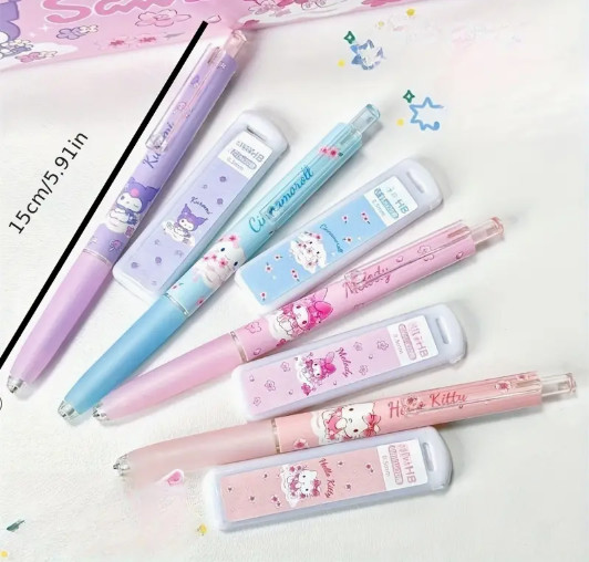 4pcs San Rio Cute Cartoon Mechanical Pencils Sketch Writing Stationery 0.5 mm