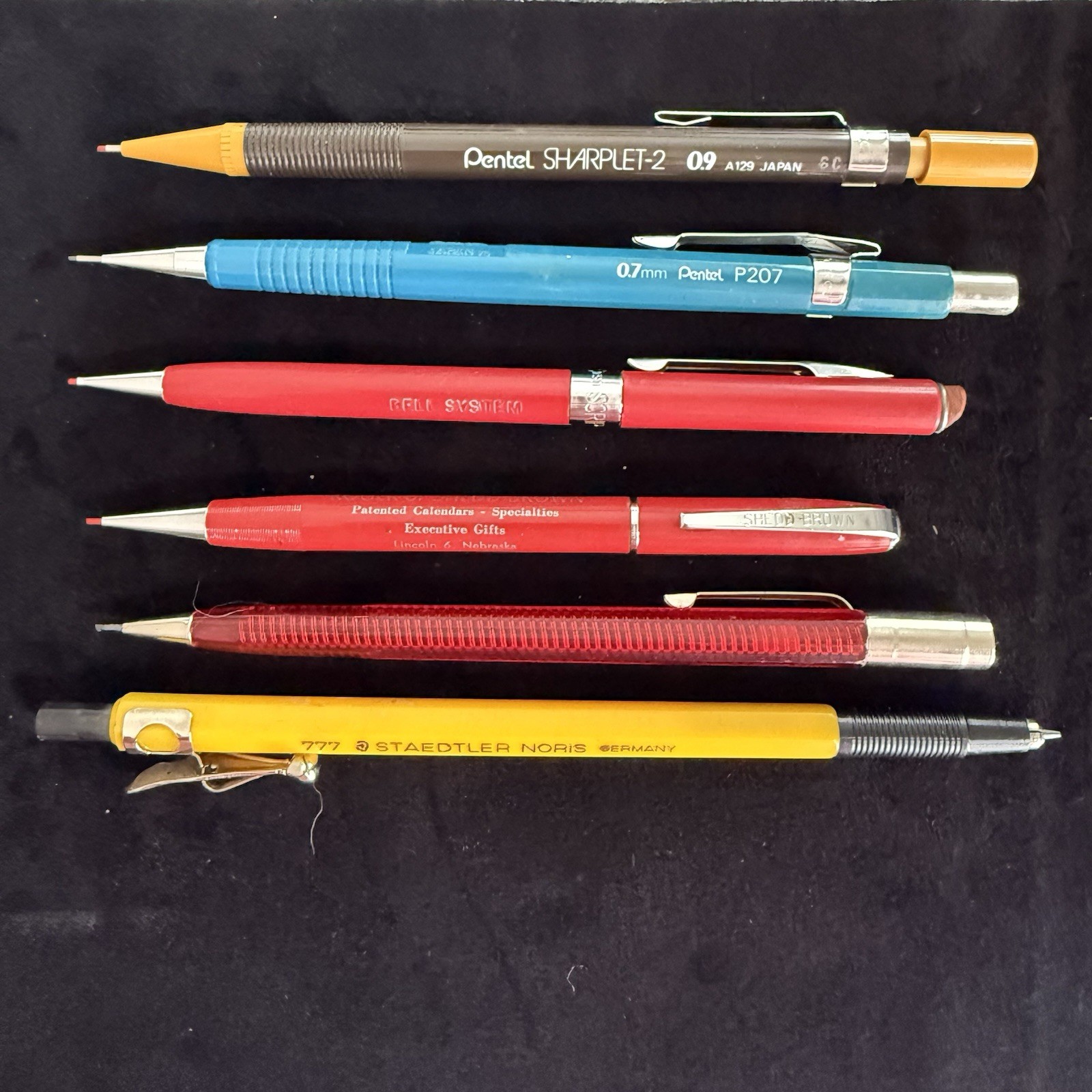 Lot Of 6 Vtg Pencils-Lead Clutch Staedtler-Noris 777(German)-Pentel-Scripto More