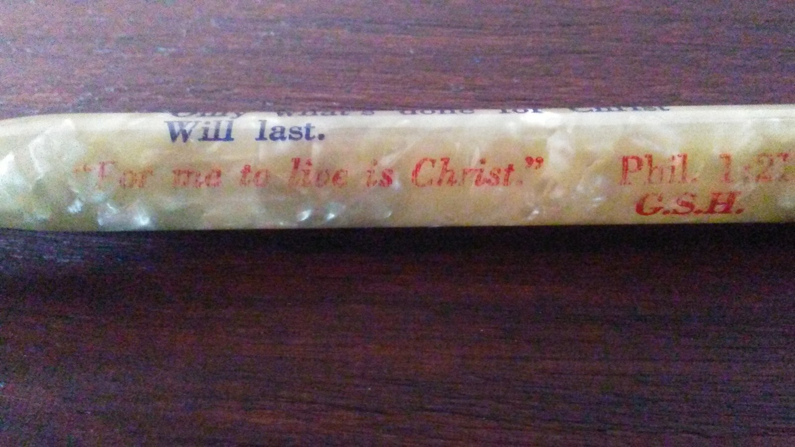 WESTPORT Mother of Pearl Phil. 1:21 GSH *Nonworking* Mechanical Pencil