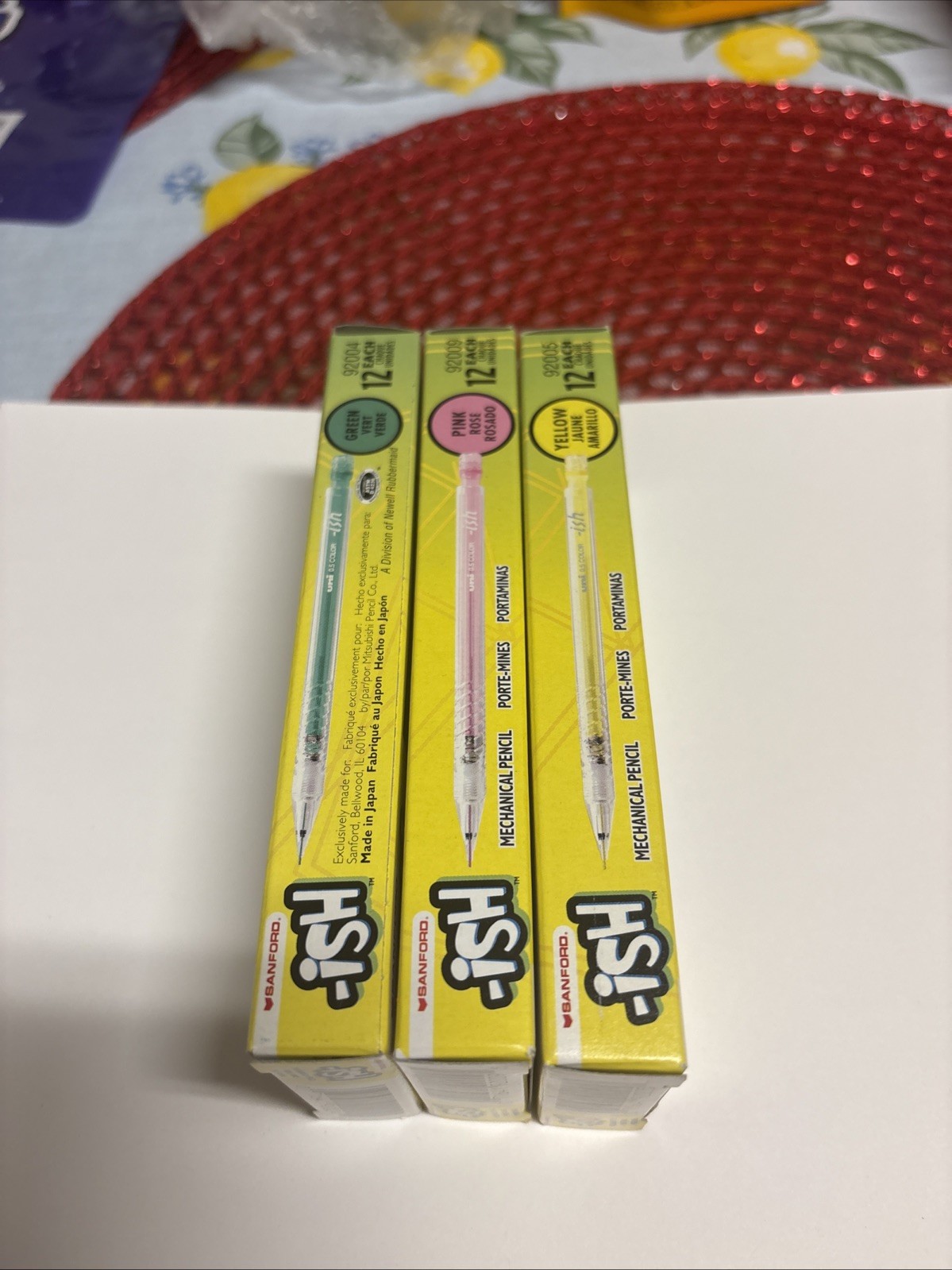 VTG Sanford ISH Erasable Colored Mechanical Pencils Green/Pink/Yellow-11 each!