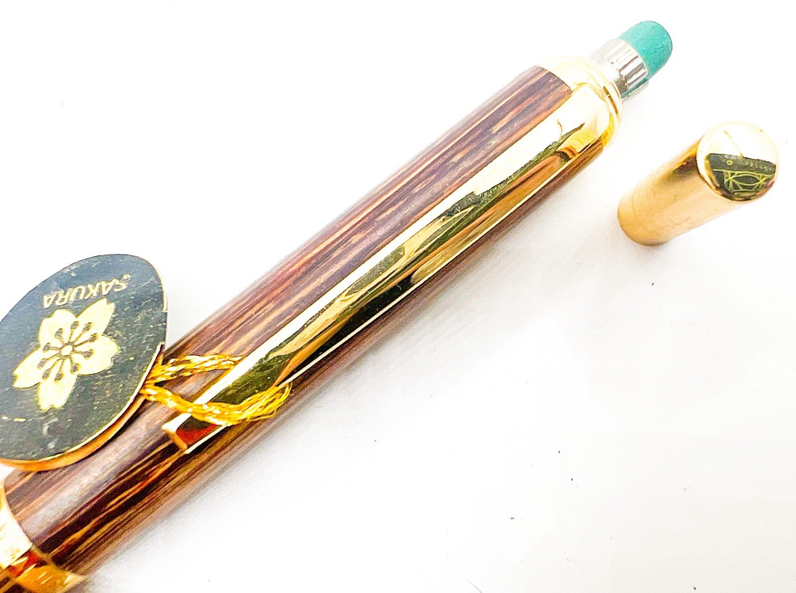 NOS Sakura Natural Wood Mechanical Pencil Sharp 0.5mm sliding sleeve
