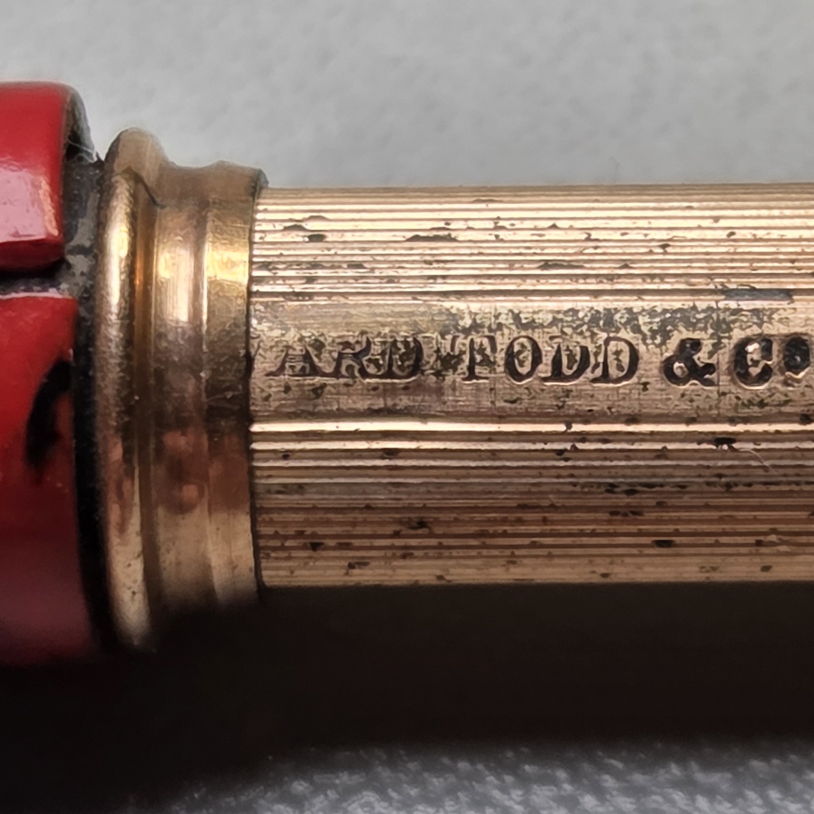 EDWARD TODD & Co. CELLULOID GOLD-FILLED RETRACTABLE MECHANICAL PENCIL CHATELAINE
