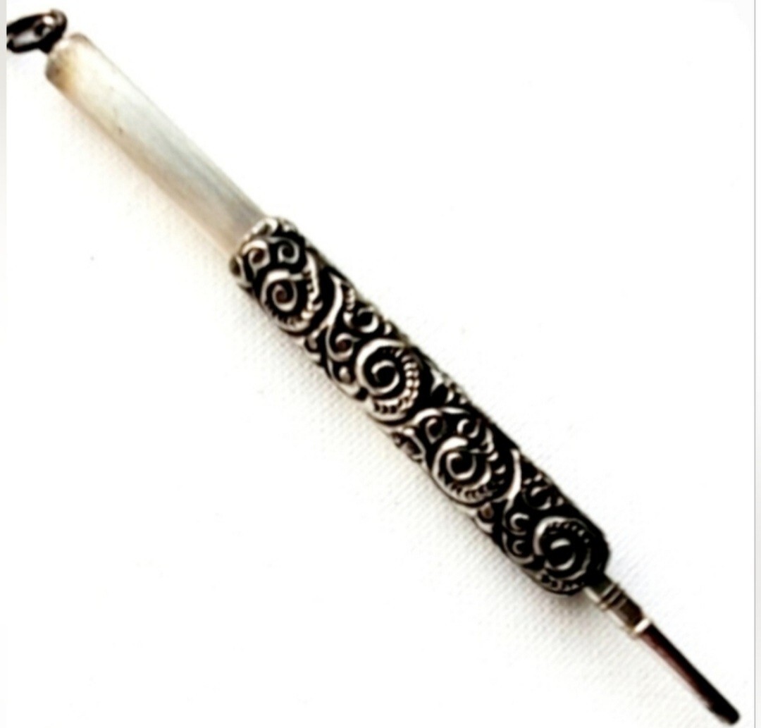 Antique Victorian 1800’s Chatelaine Ornate Sterling Silver925 Mechanical Pencil