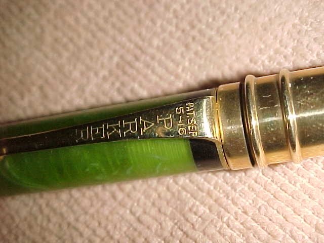 1920s PARKER JADE GREEN DUOFOLD Sr PENCIL – 5 3/4″ – GF DERBY – PARKER IMPRINT