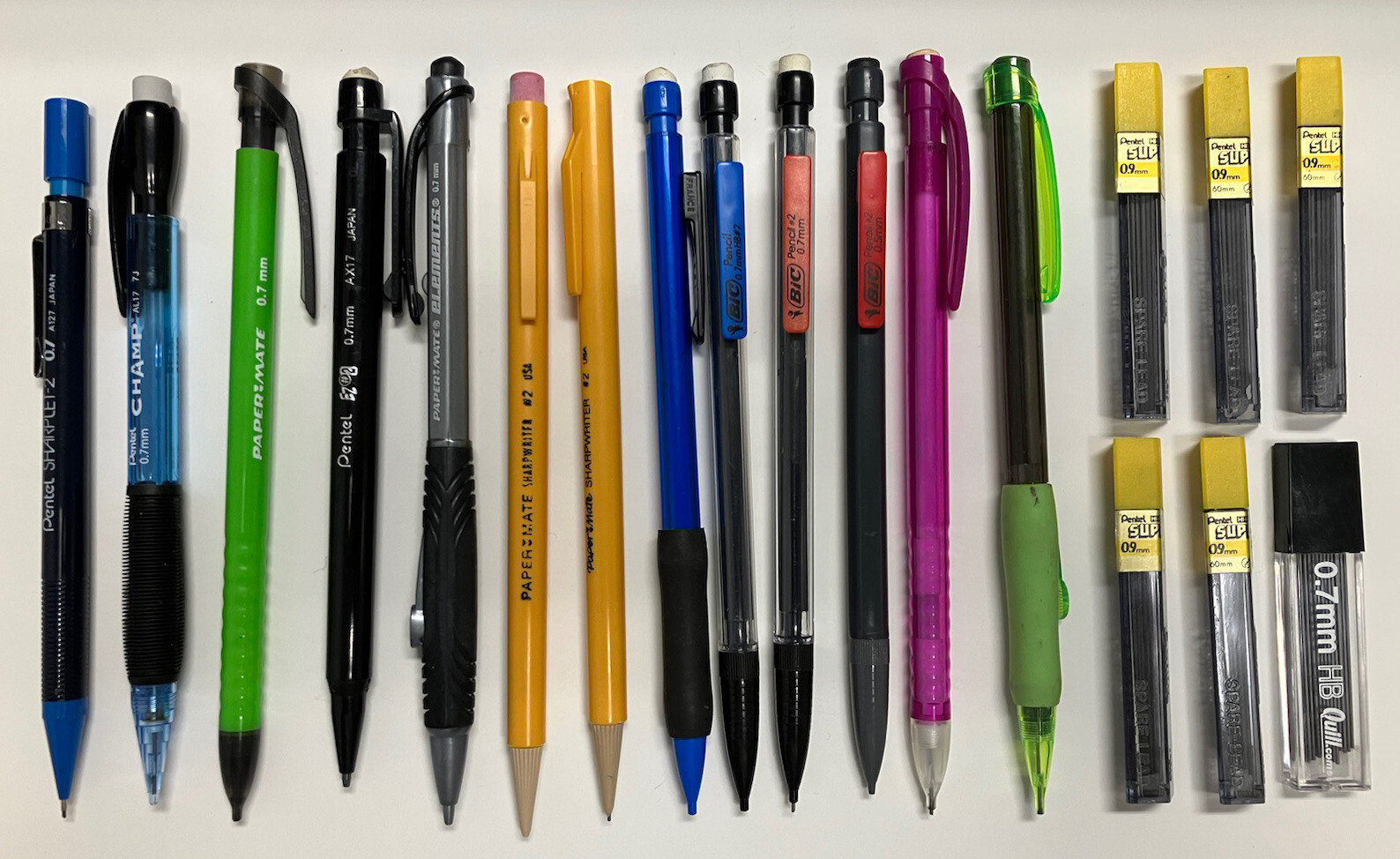 Mechanical Pencils & Lead Lot – 0.9 0.7 mm Pentel Sharplet Papermate BIC #2 USA
