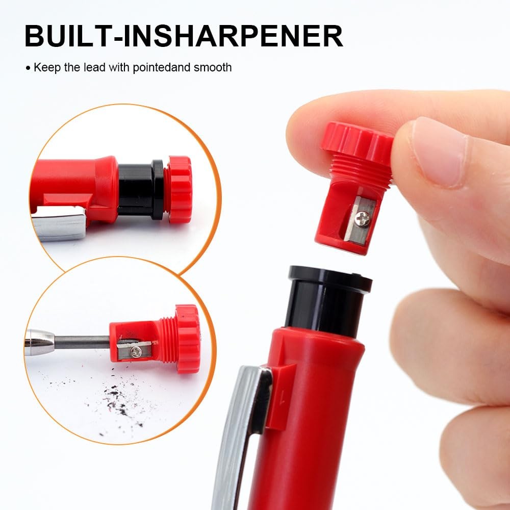 3 PCS Deep Hole Marker Pen Kit 36 Leads Integrated Sharpener For Carpenters