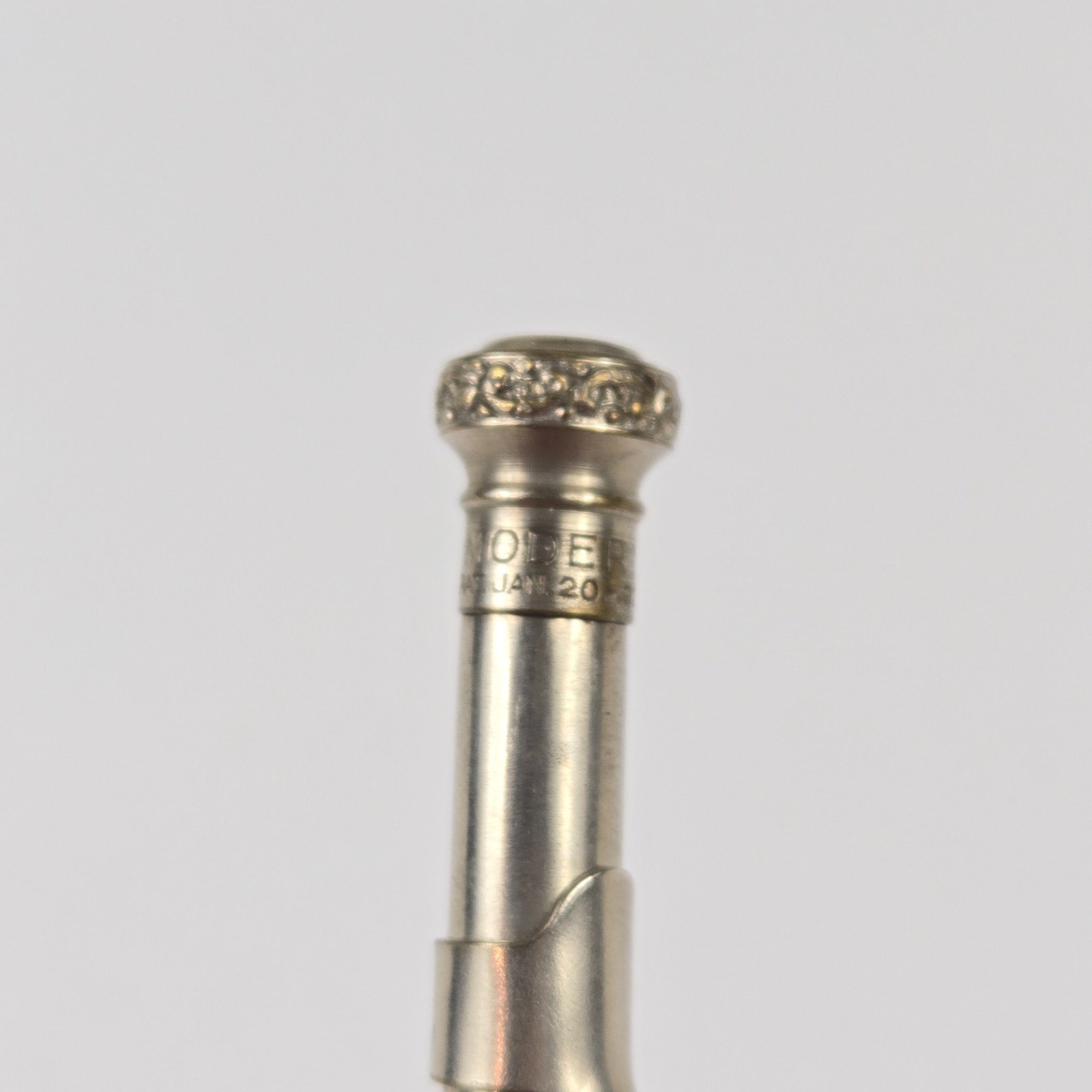 Modern Mechanical Twist Pencil Antique 1920s Silver Tone Paisley Top Working