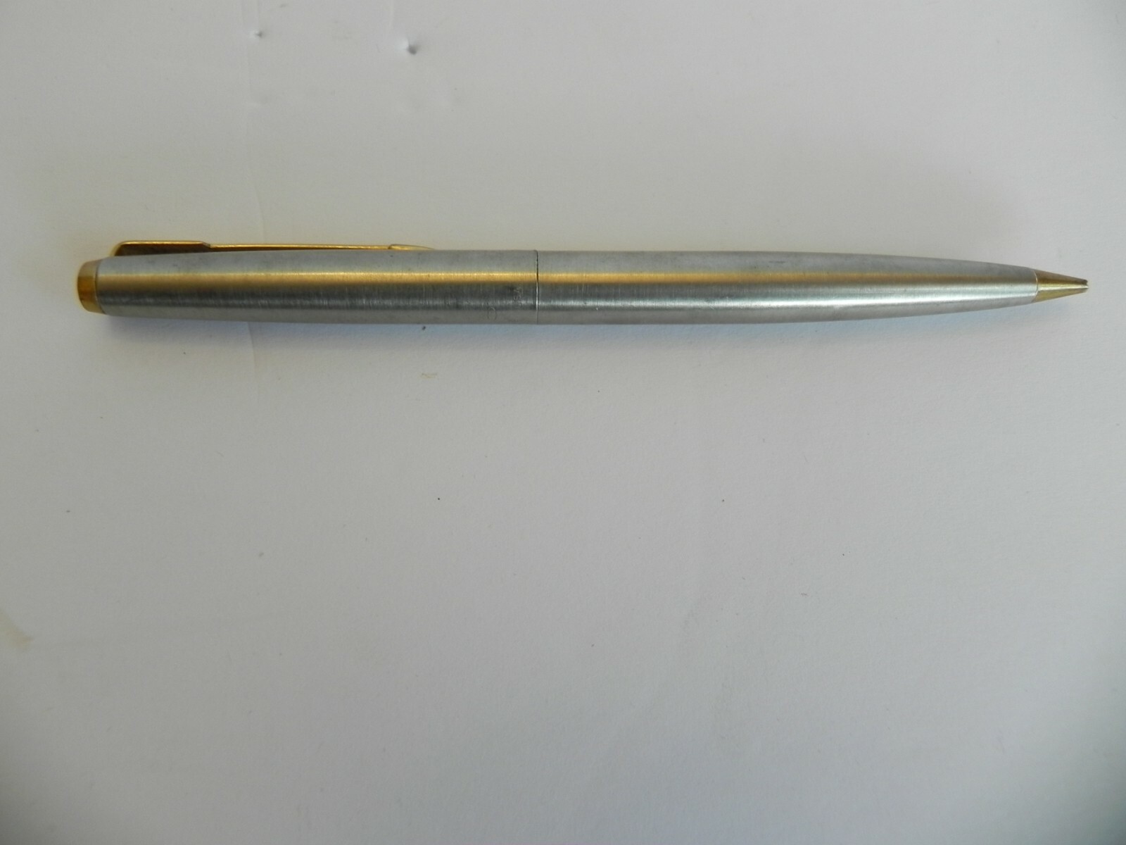 Vintage 1970’s Parker 45 Flighter Stainless Steel Mechanical Pencil Gold Trim