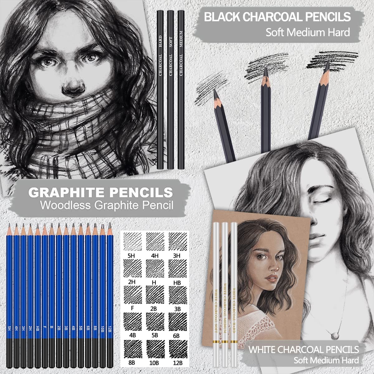 PANDAFLY 80 Drawing Sketching Kit Set – 80 Piece Set, 80 Pack – multicolour