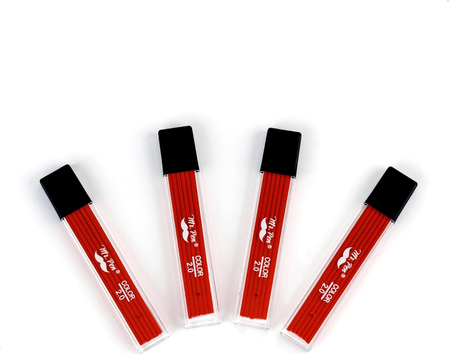 – 2.0 Mm Lead Refills, 48 Pack , Cherry Red | 90 Mm Length, Bold 2 Mm Mechanical