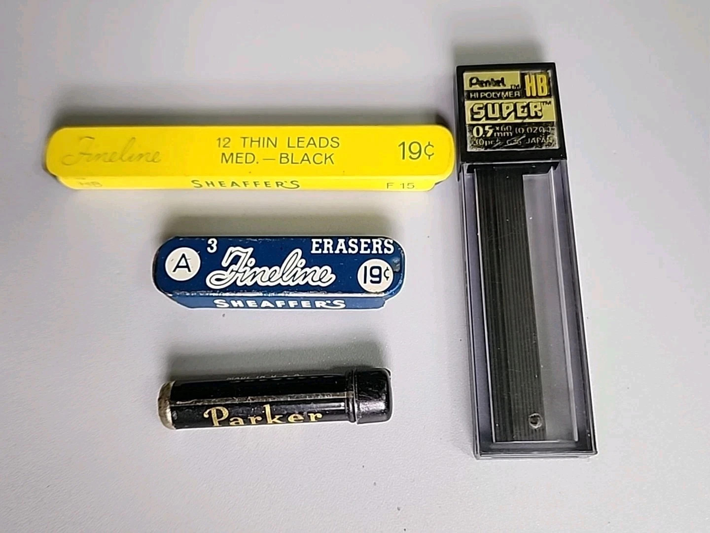Vintage Pencil Leads Erasers Lot of 4 Sheaffer’s Fineline Pentel Parker