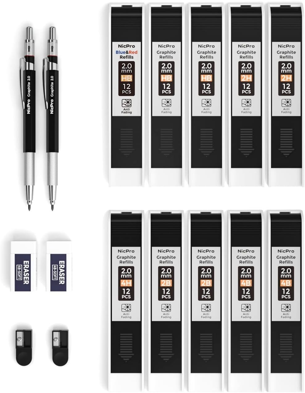 2mm Metal Mechanical Pencil Set, 2PCS Lead Holder 2.0 mm Marker Artist Carpen…