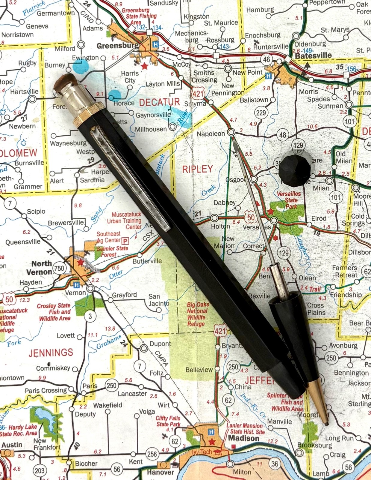 Vintage Autopoint Mechanical Pencil Large Black w/gold Standard Size “Executive”