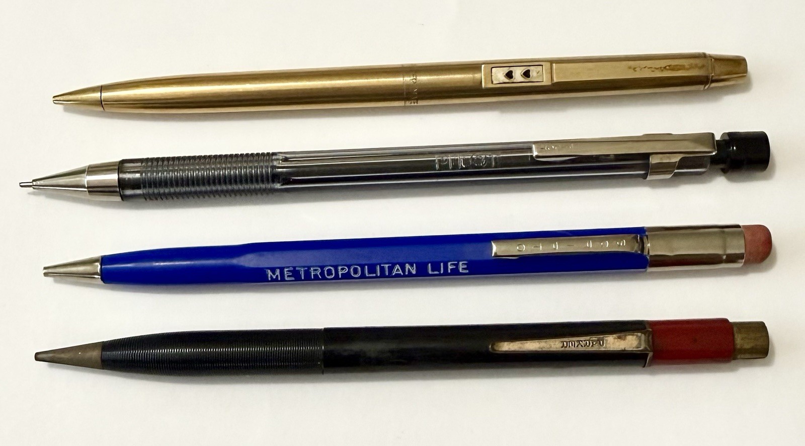 4pc Vintage Mechanical Pencil Lot Parker Pilot Paper Mate Scripto Met Life Promo