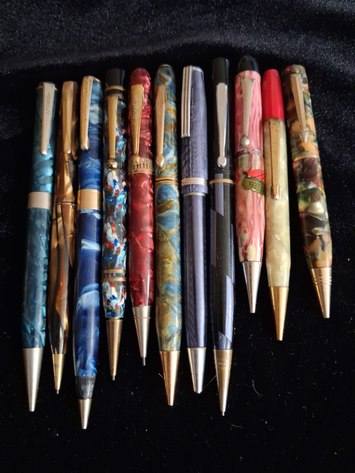 Vintage Celluloid Marbled MCM Mechanical Pencil Lot 11