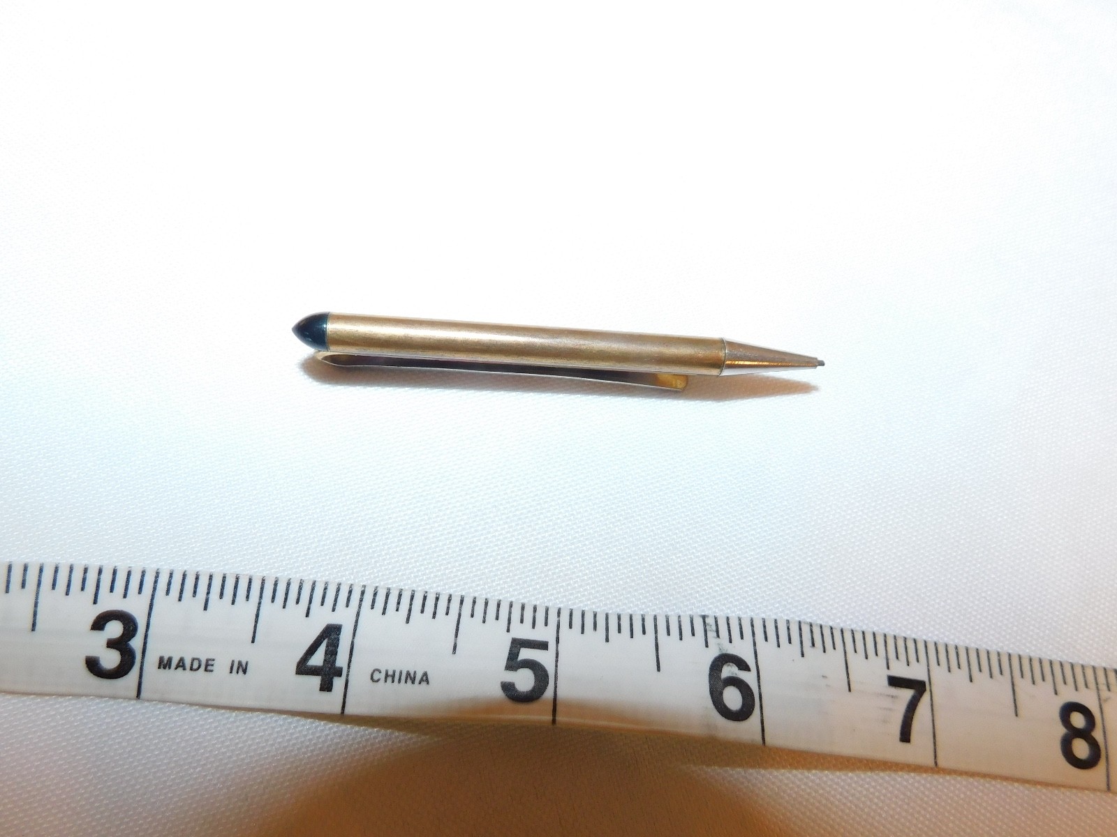 Vintage Mini Mechanical Pencil Gold Tone Tie Clip 2.75″ Long Pre-owned