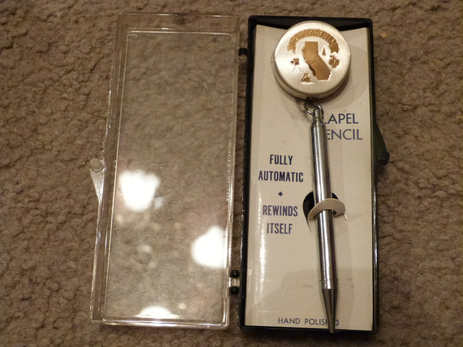 VINTAGE Retractable Mechanical Lapel Pencil Hand Polished Automatic California