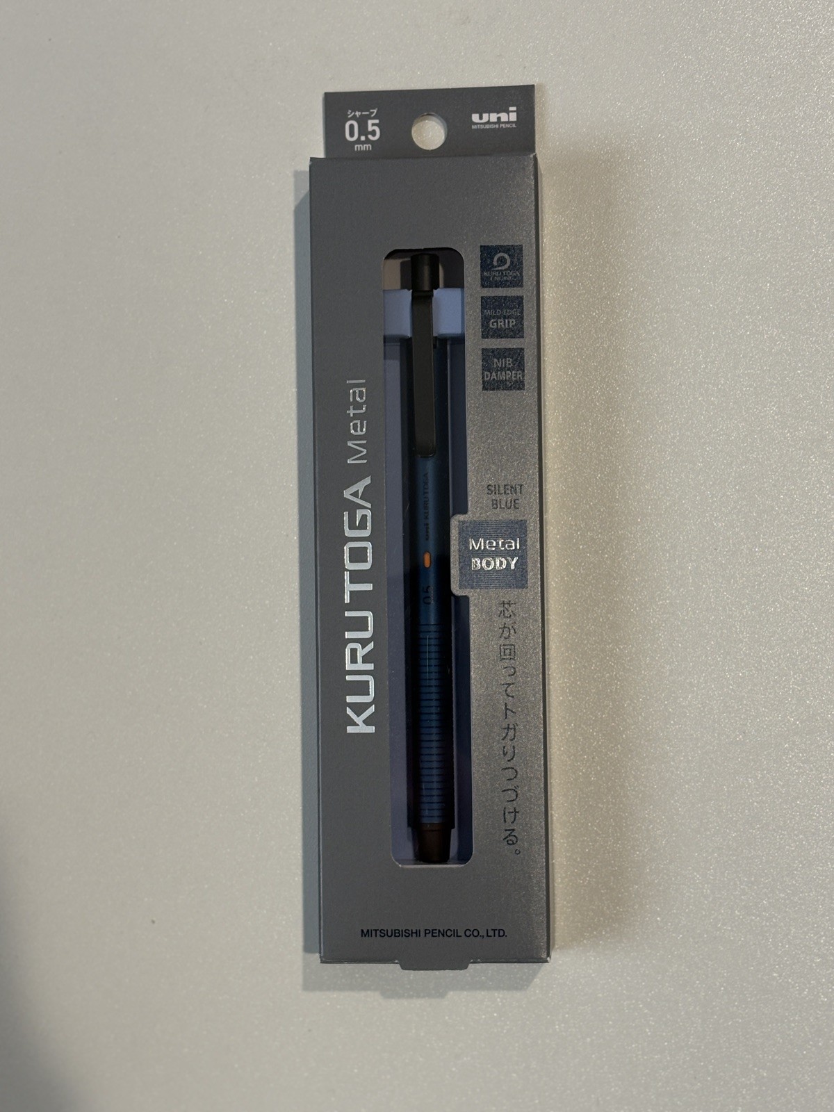 UNI KURU TOGA METAL Mechanical Pencil 0.5mm Silent Blue Body M5-KH Made In Japan