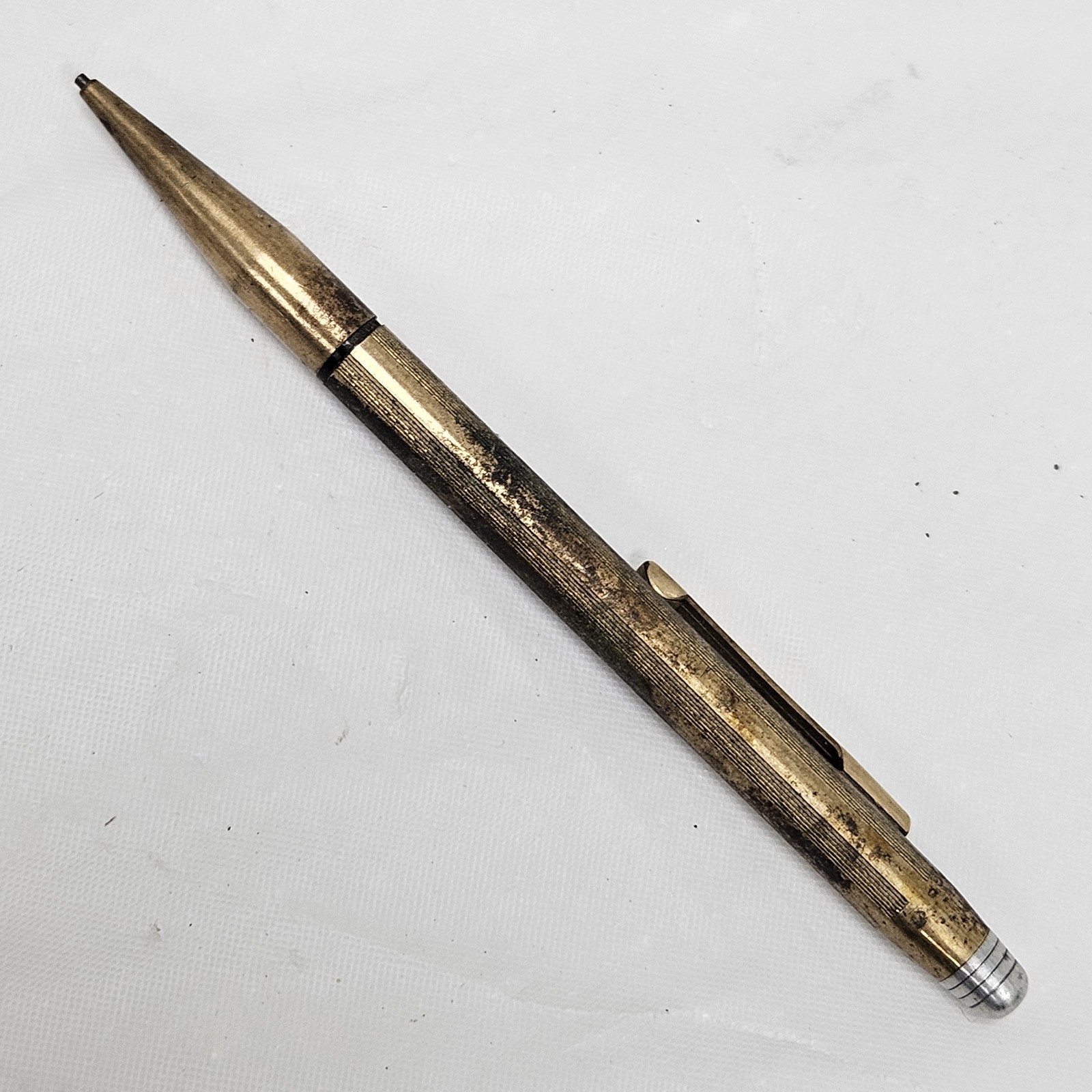 Vintage AXT Gold Tone Mechanical Lead Mini Pencil Art Deco Made In USA
