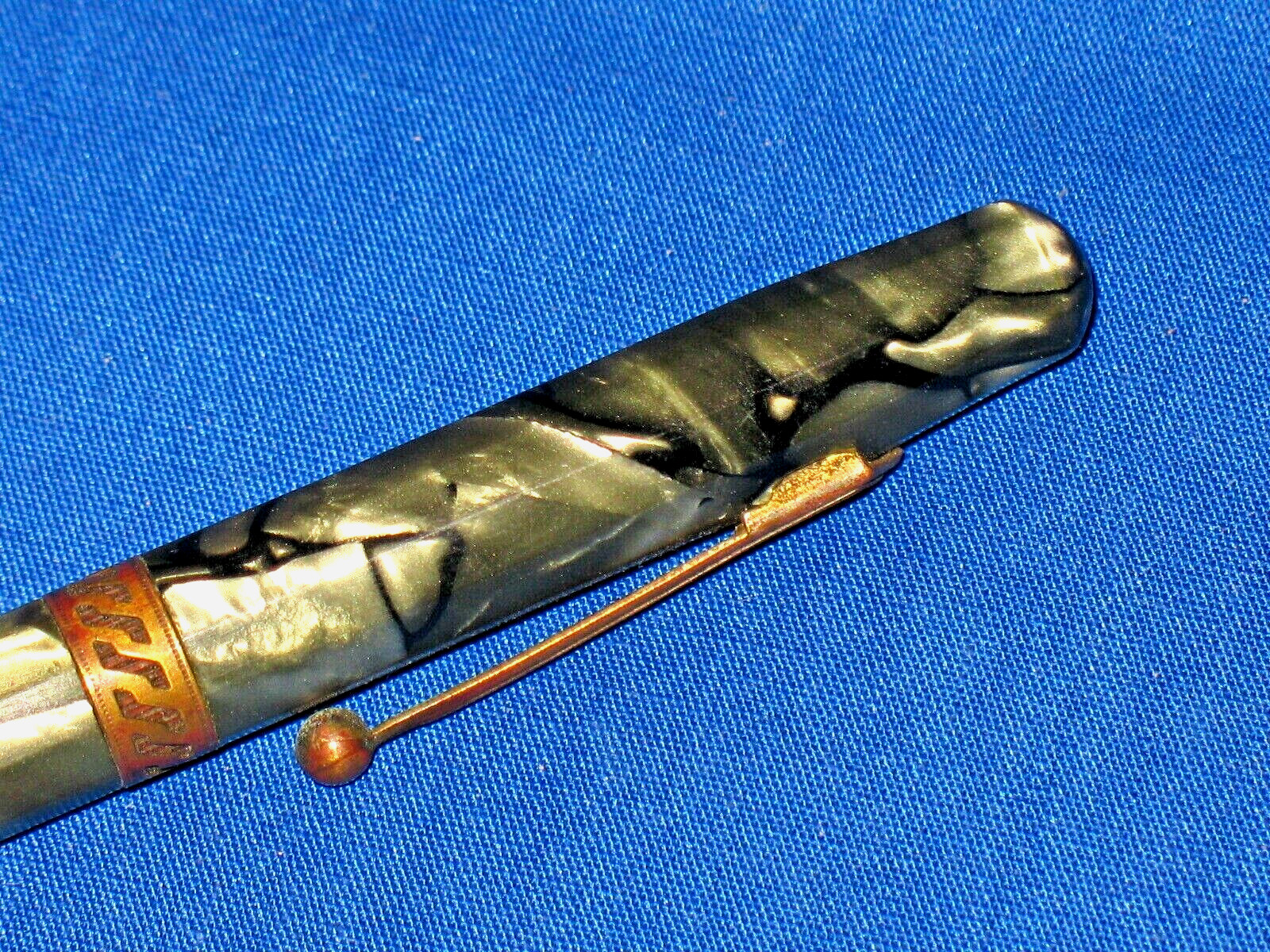 Mechanical Pencil Vintage Marbled Green W/ Eraser, Pocket Clip Clutch Pencil