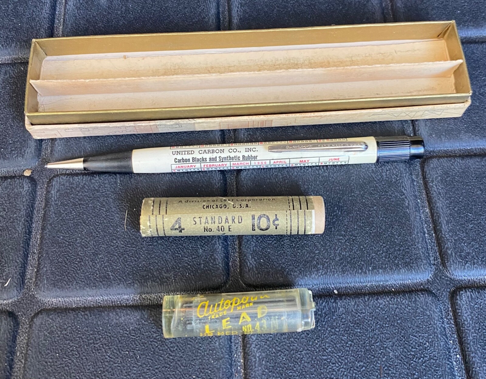 Vintage Mechanical Pencil 1956 United Carbon Corp w/Erasers & Lead