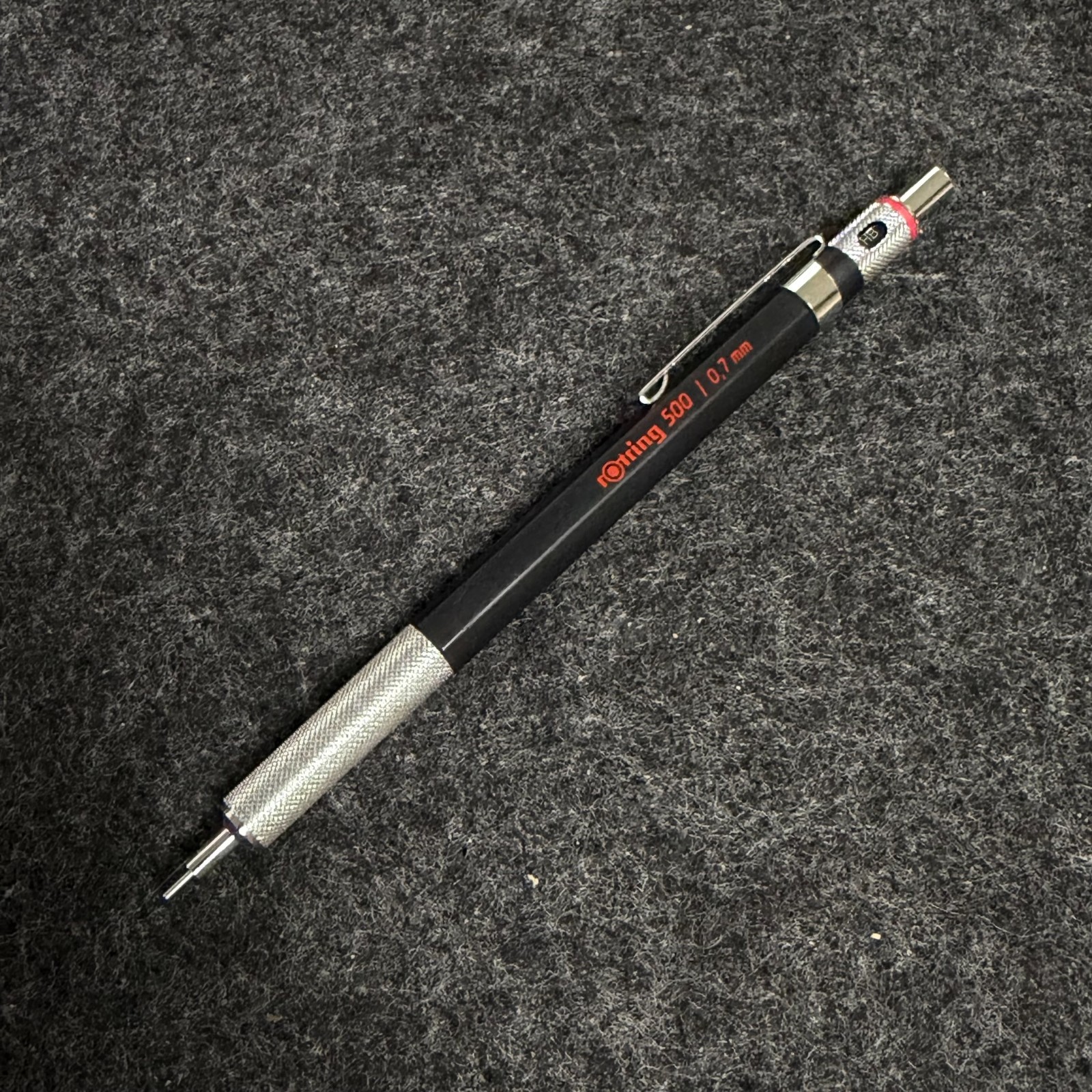 rOtring 500 0.7mm Drafting Mechanical Pencil Black Silver Metal Grip NOS