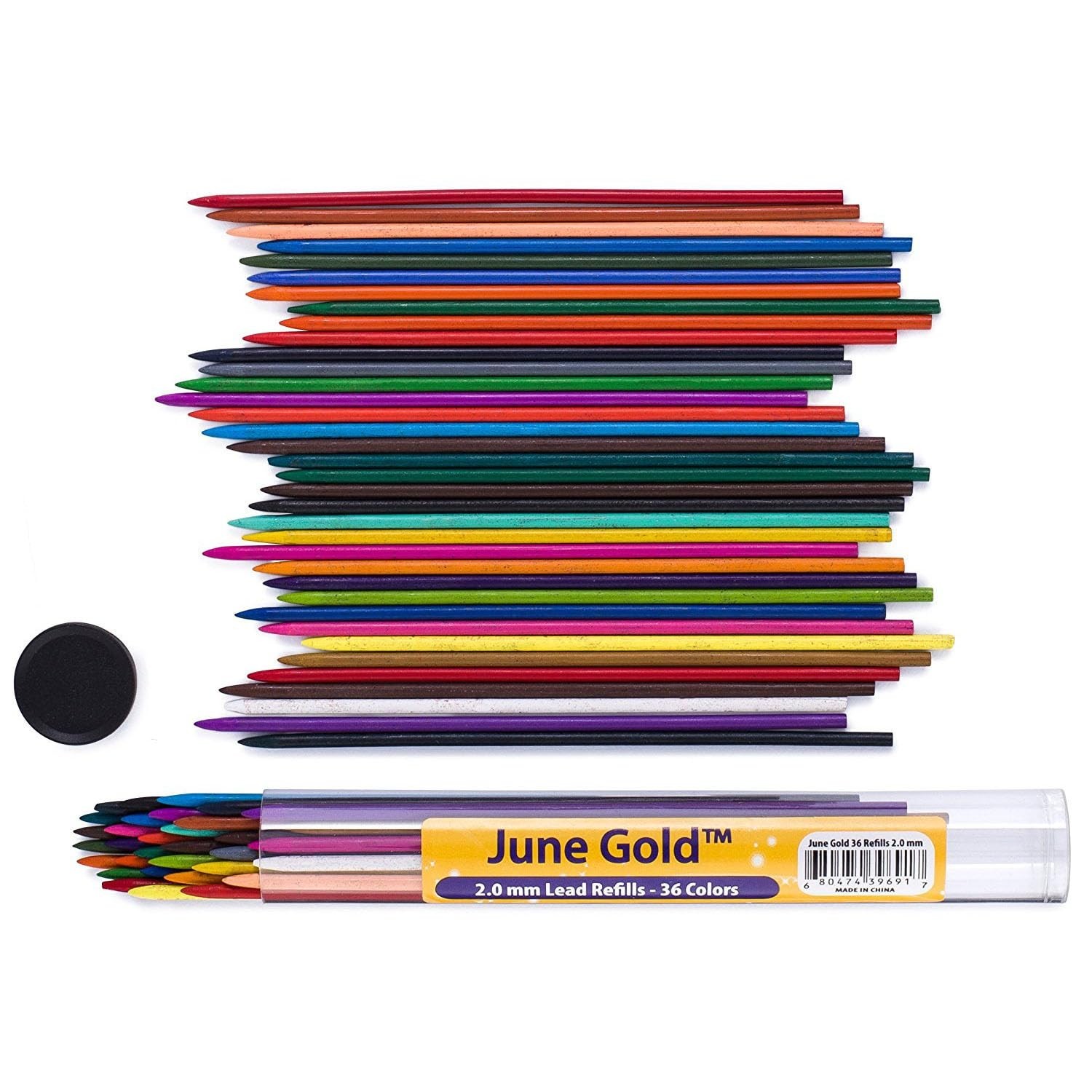 Assorted 36 Colored Mechanical Pencils 2.0mm with Refills & Sharpeners – Unique
