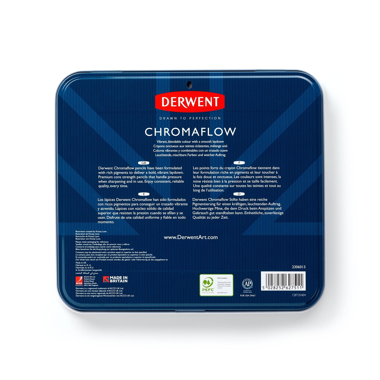 Derwent Chromaflow Colored Pencils Tin, Set 48 Count (Pack of 1), Multicolor