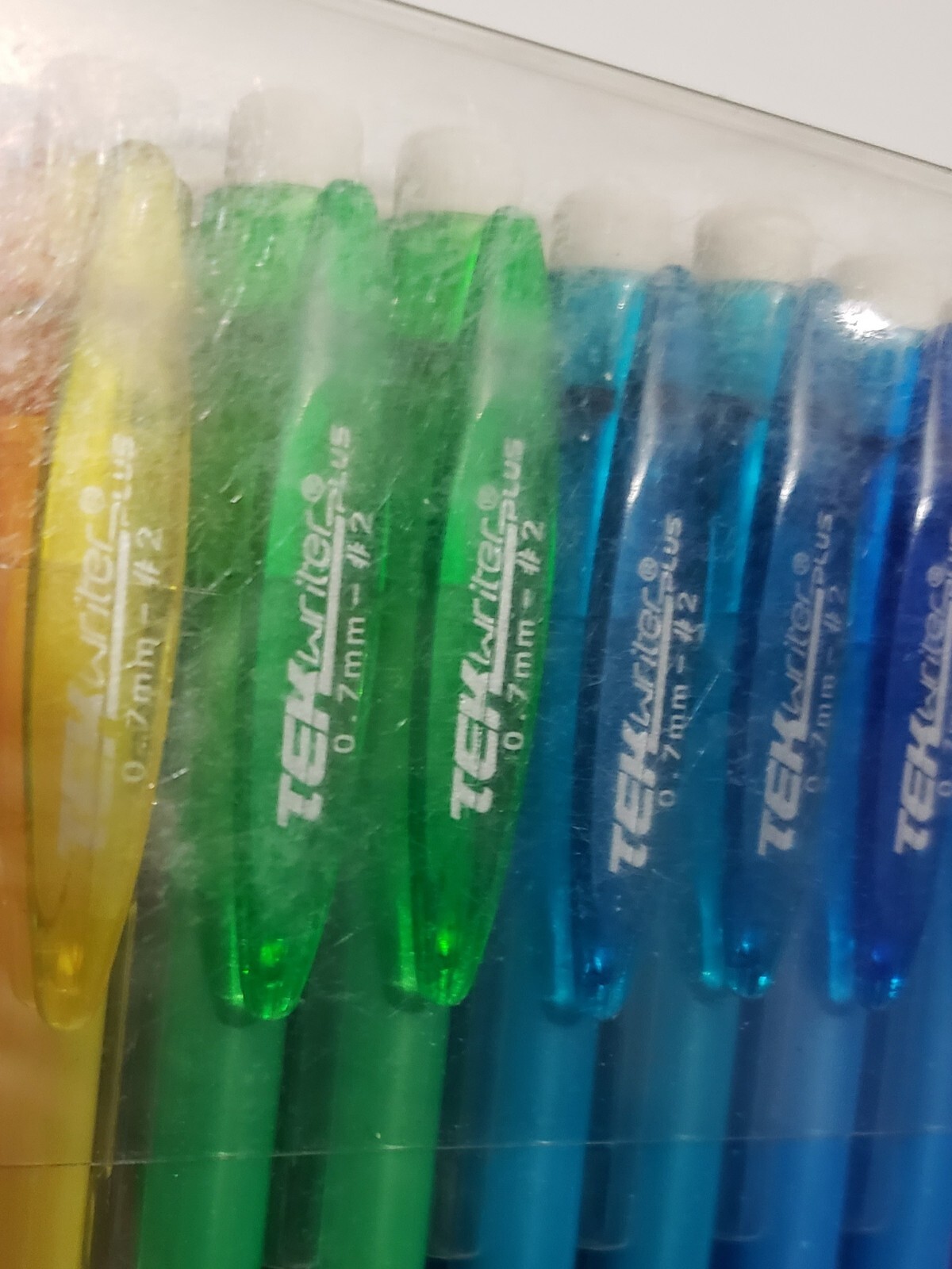 30 Tek Writer Plus Mechanical Pencils w/Eraser Various Colors 0.7mm #2