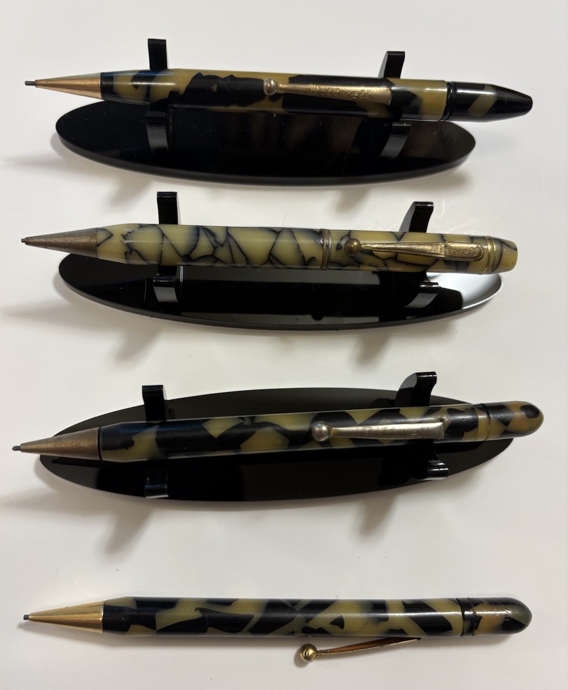 4 Count Biltwell Black And Pearl Vintage Mechanical Pencils Working