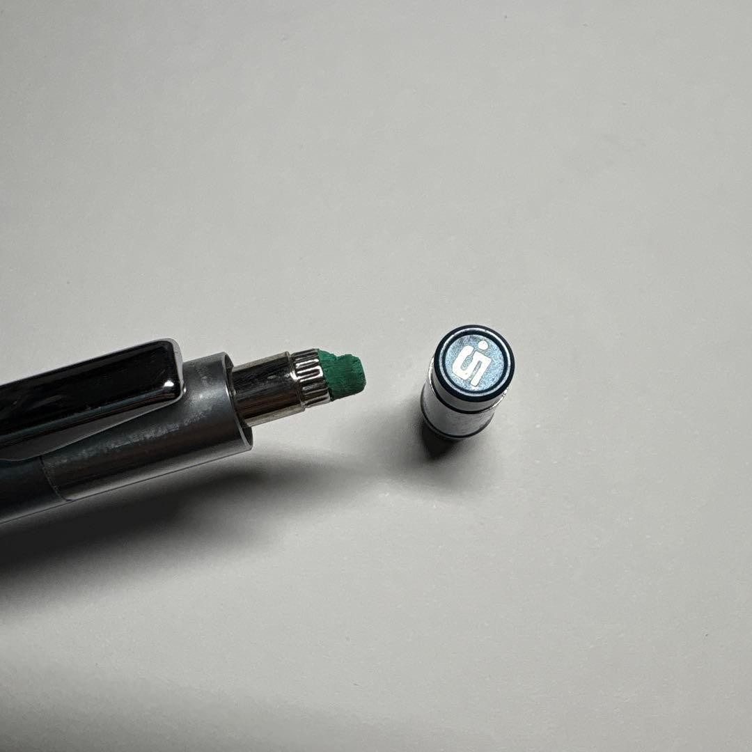 Pentel Rolly Double Knock Mechanical Pencil Silver Light Blue Metal Body Used