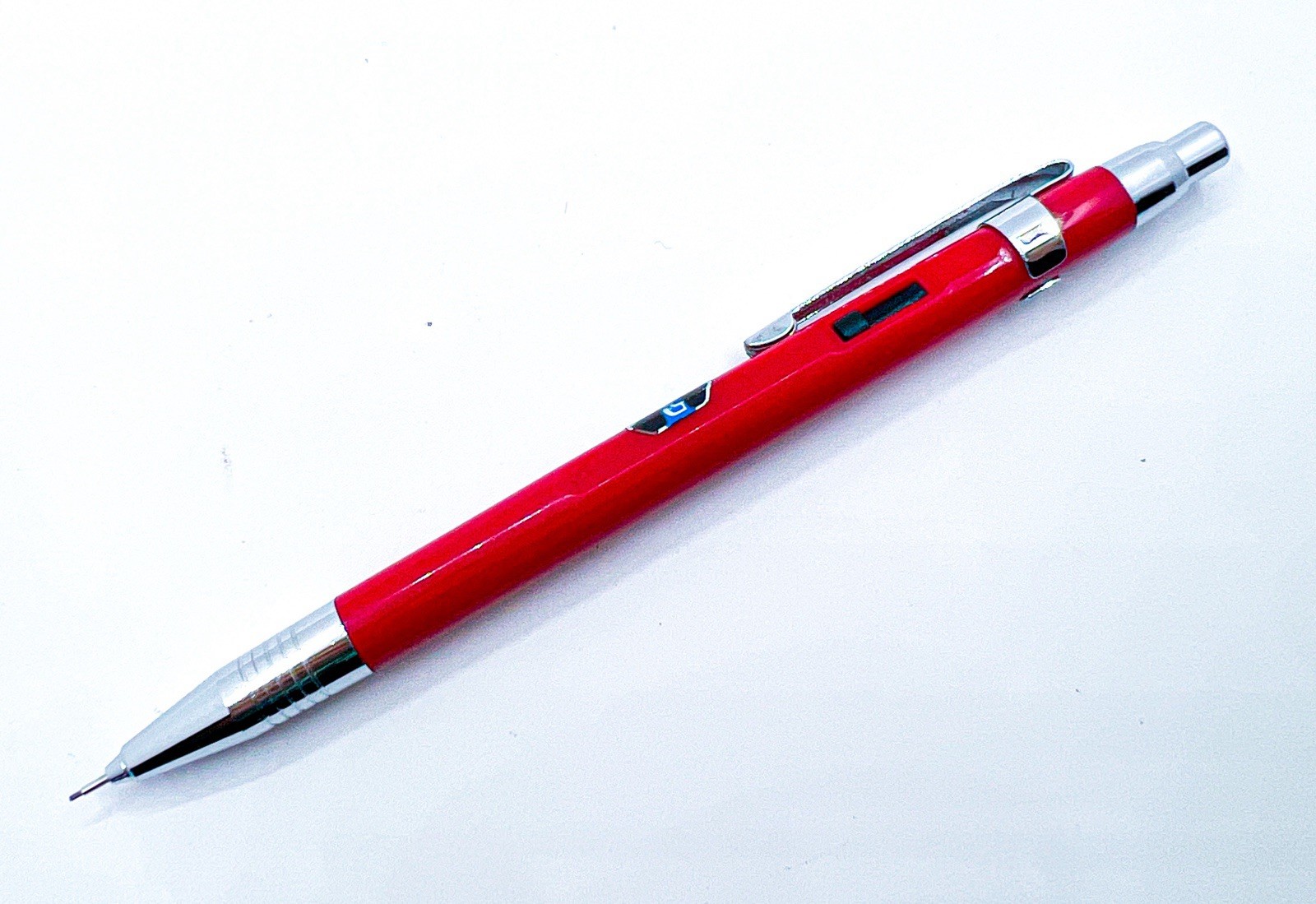NOS Platinum Double Push Knock Mechanical Pencil Retractable Side Click Red