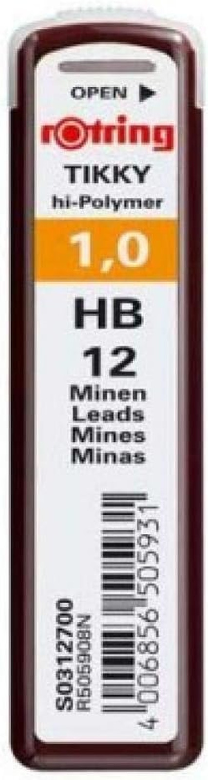 Replacement Leads for Tikky Mechanical Pencils, 1.0 mm, Hard Black (HB) (S031270