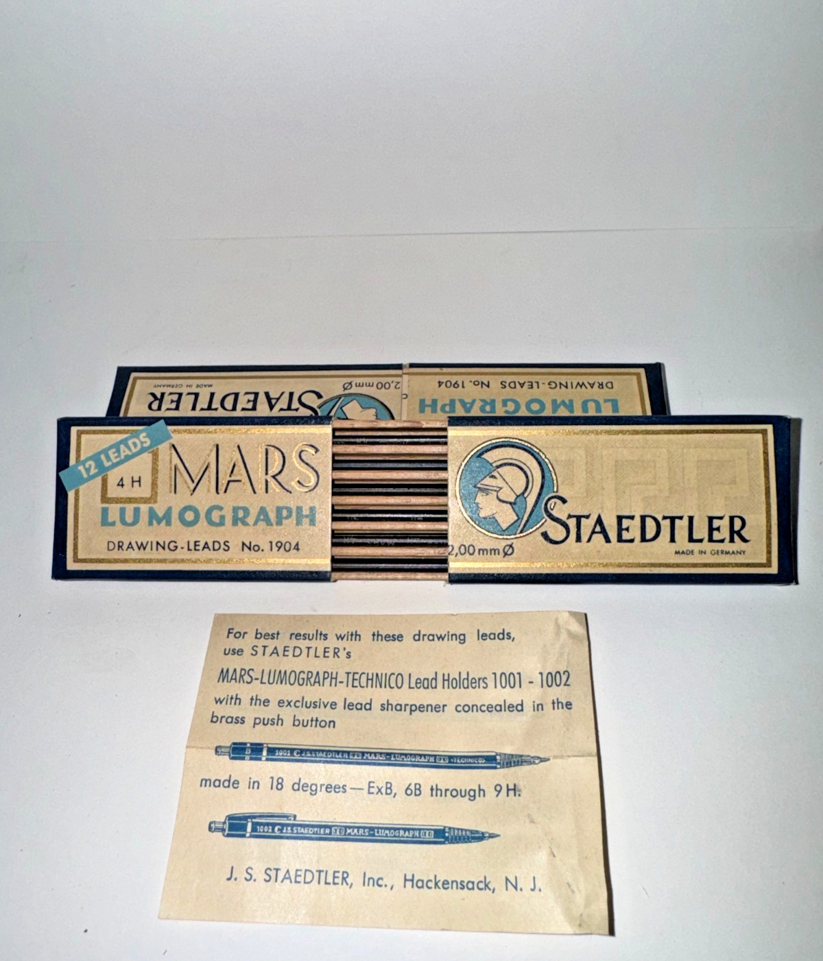 Vintage Mechanical Drawing Leads No 1904 4H Staedtler Mars Lumograph Germany NOS