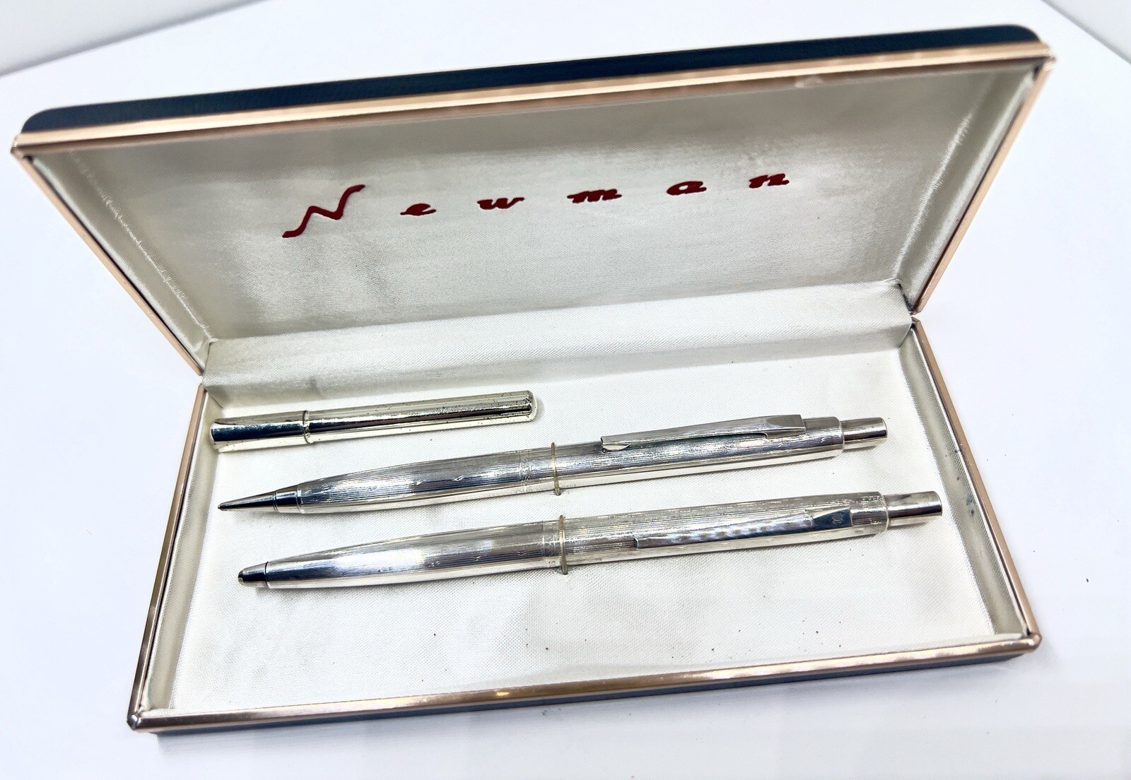 Newman Japan Sterling Silver Mechanical Pencil 0.5mm & Ballpoint Pen Set Box