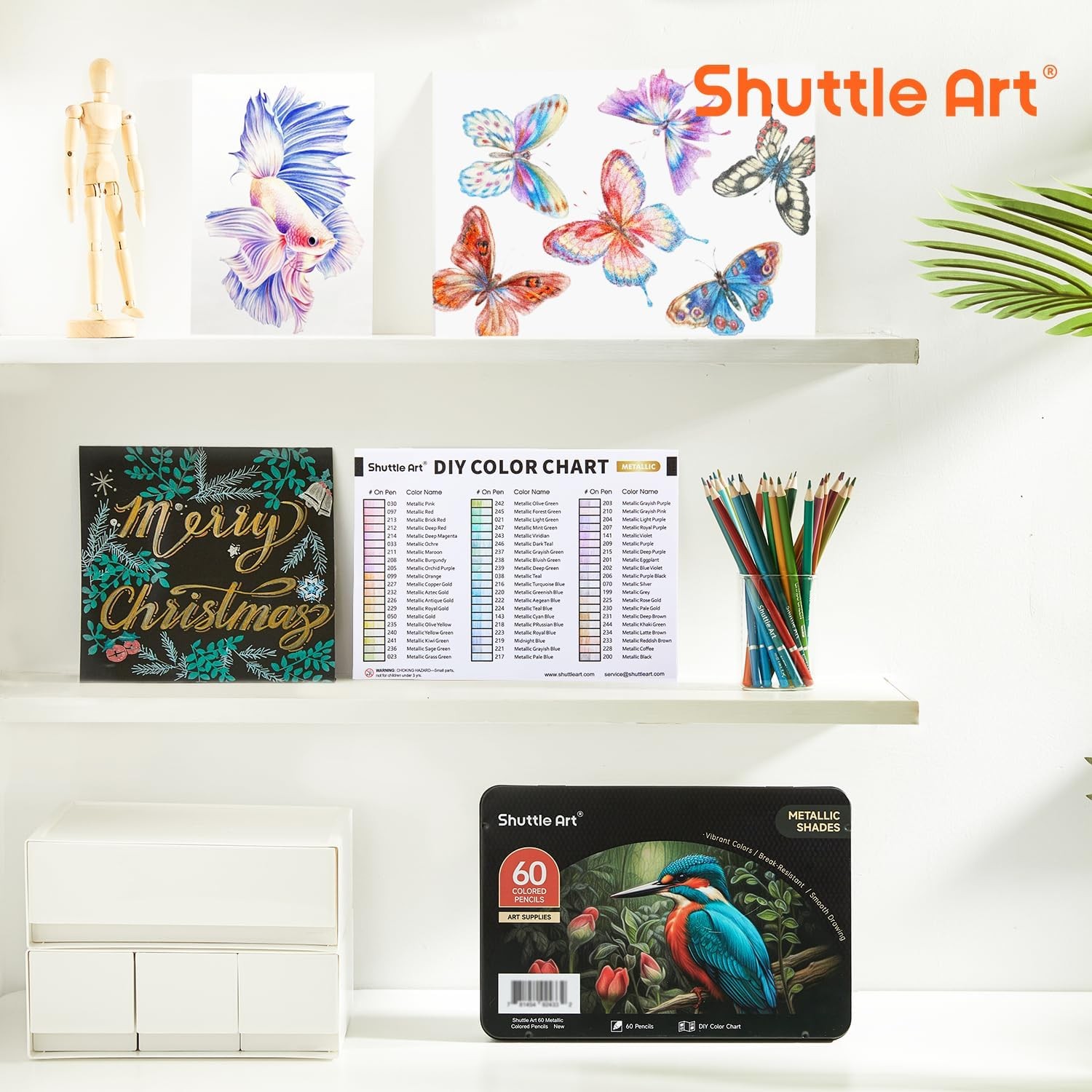 Shuttle Art 60 Metallic Colored 1 Count (Pack of 60), 60 Colors