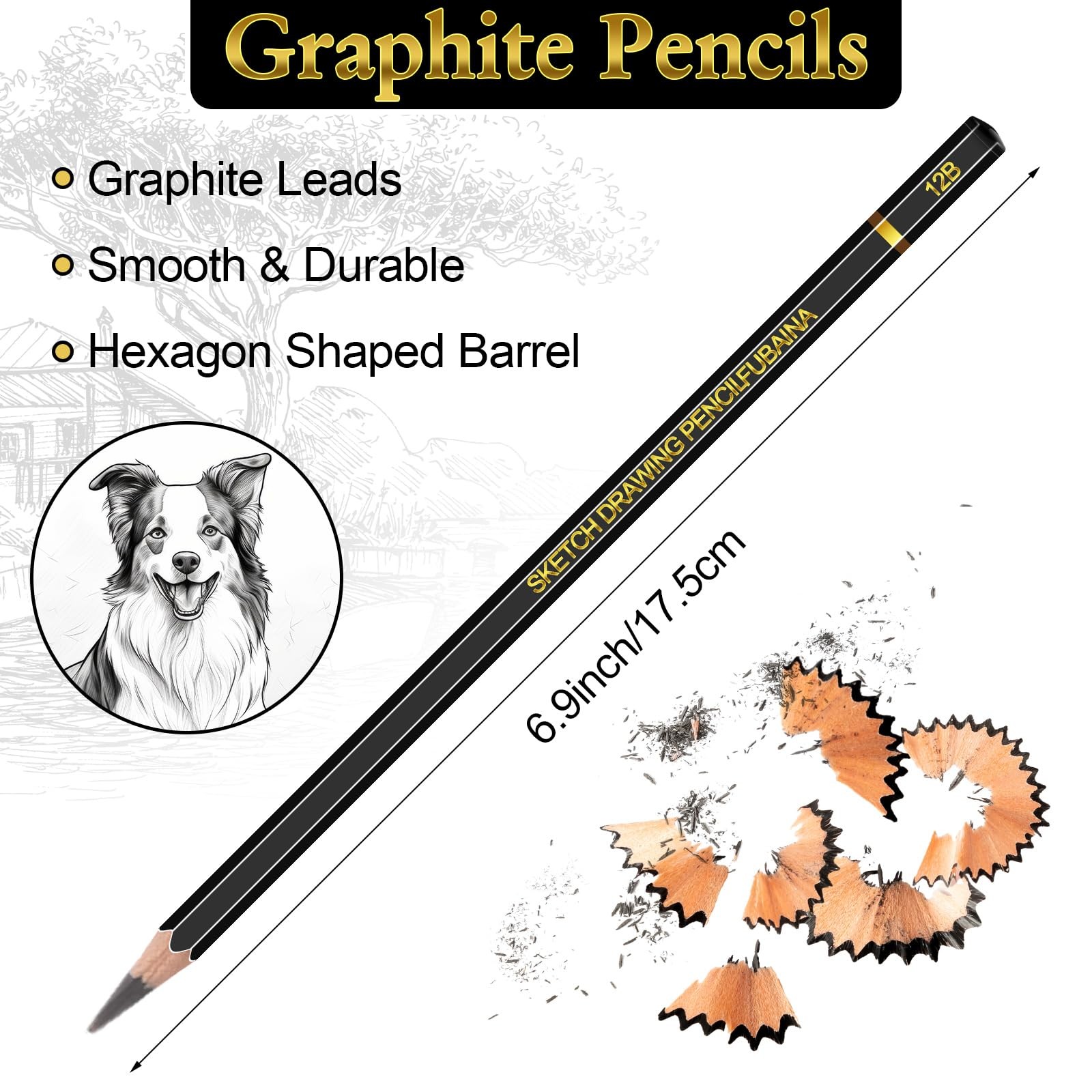 Humyoun 144 Pcs Drawing Sketching Pencil Set Professional (12b – 4h) black