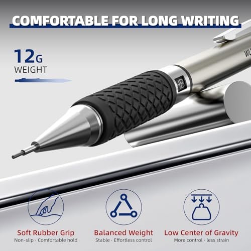 0.7mm Mechanical Pencil Set, 3PCS Metal Drafting Pencils with 3 Pack (0.7mm)