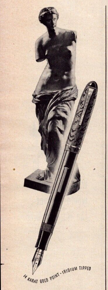 Venus Pencil 1945 Vintage Print Ad American Pencil NY 14K Gold Iridium Tipped