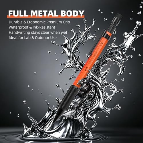 1.3mm Mechanical Pencil Set with 72 Lead Refill, 3 Eraser, 20 3 Pack (Orange)