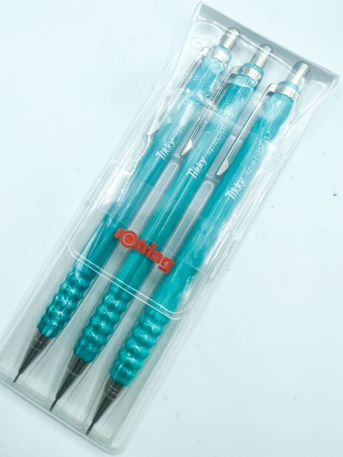 NOS rotring tikky special mechanical pencil 3pcs marble Green with pouch