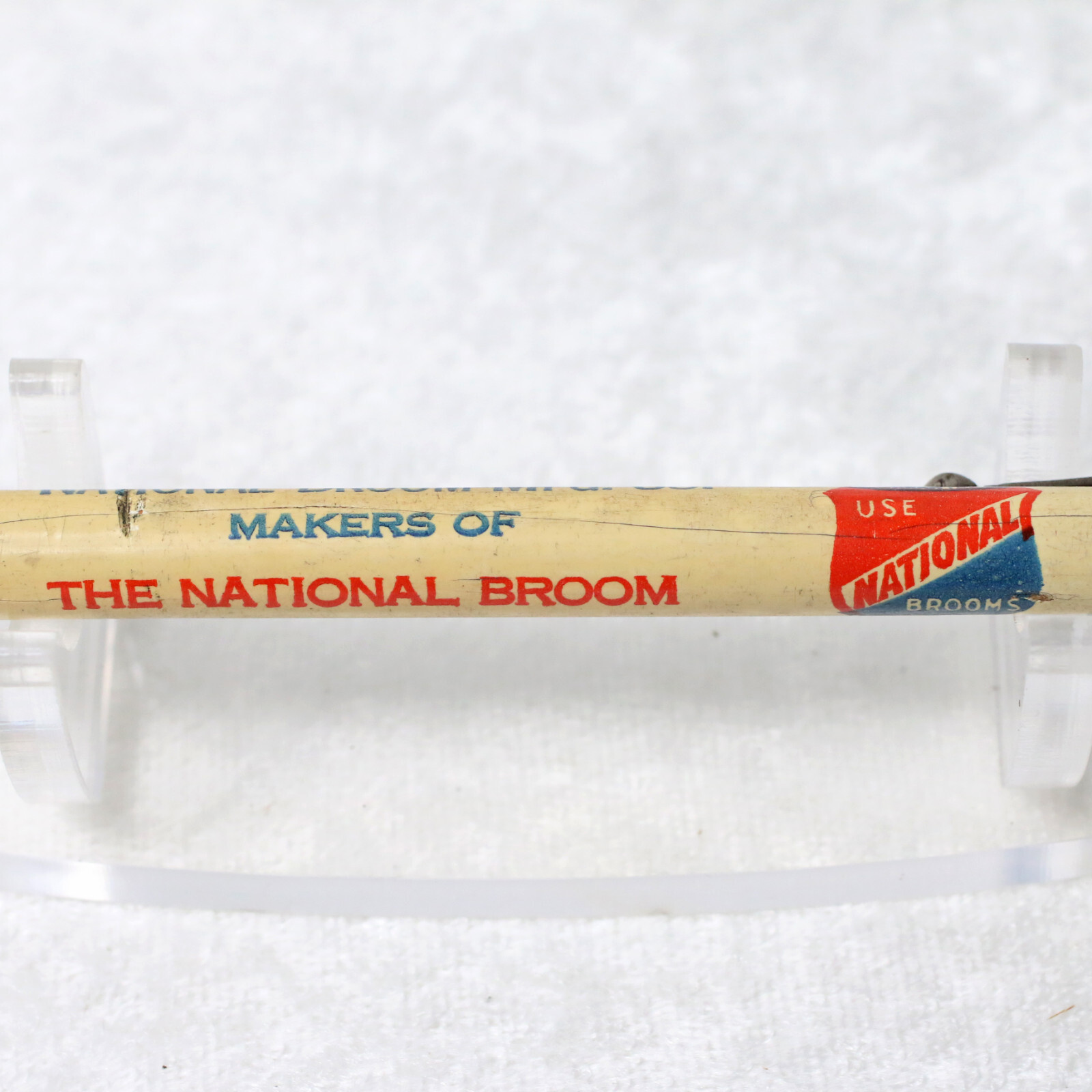 VTG 1930s RediPoint White Celluloid National Broom Advertising Mechanical Pencil