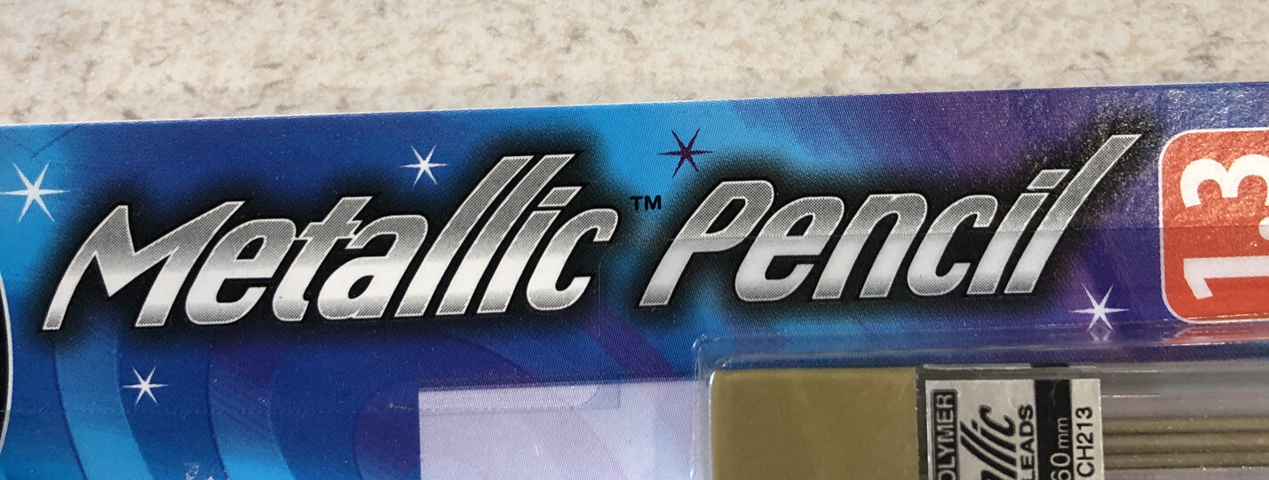 Pentel Milky Metallic Pencil Color Gold 1.3 mm lead, with Extra Refills – New