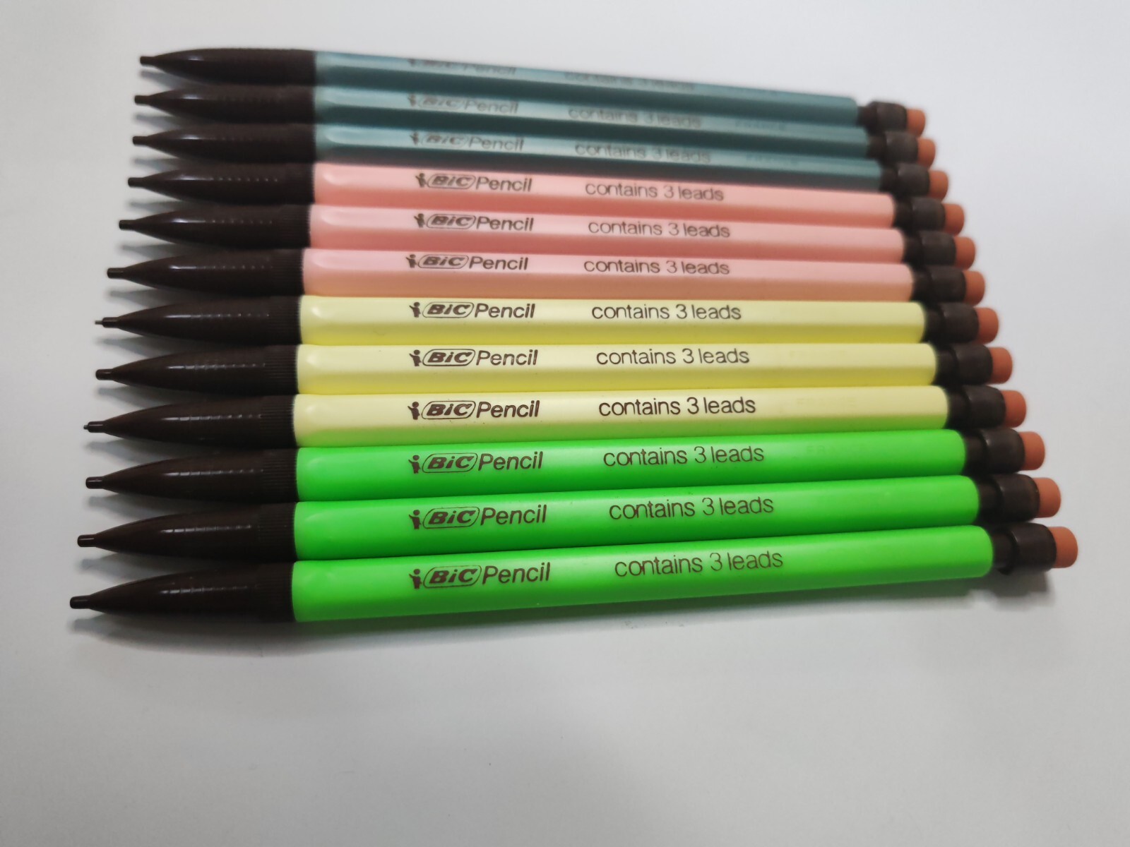 Bic New Vintage Very Rare Color Mechanical Pencil 12 Pcs / France , 80S